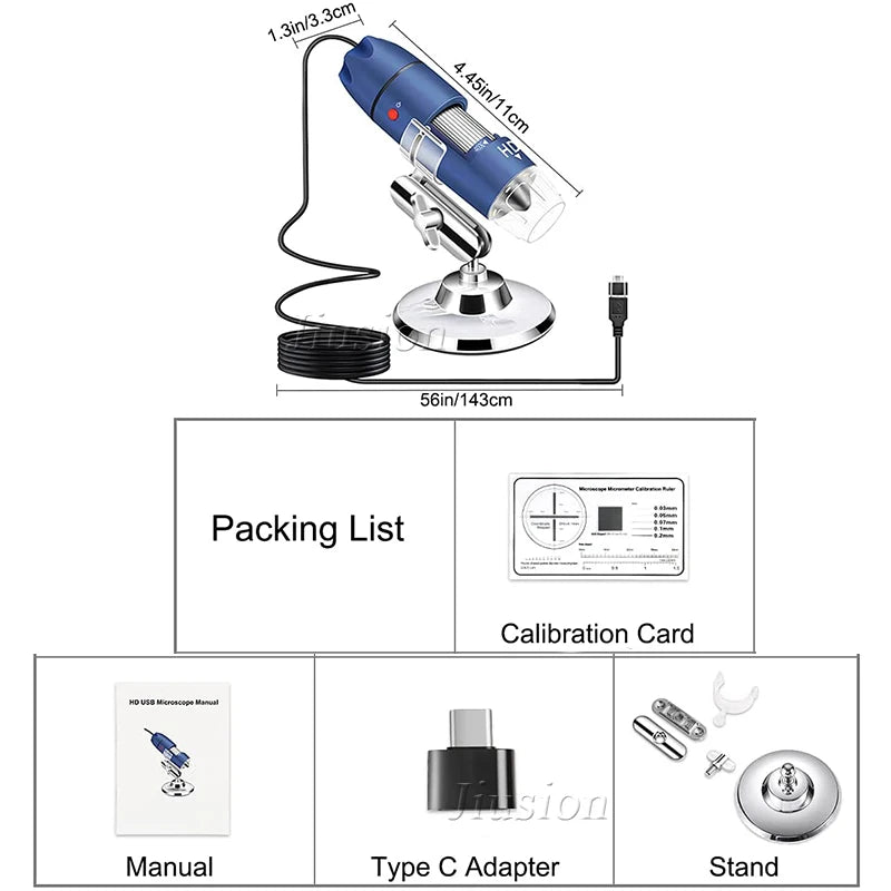 2K HD 2560x1440P USB Digital Microscope 40X to 1000X Handheld Mini Magnifier Camera for Android Phone Windows Mac Linux