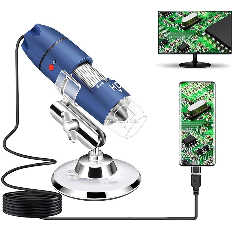 2K HD 2560x1440P USB Digital Microscope 40X to 1000X Handheld Mini Magnifier Camera for Android Phone Windows Mac Linux