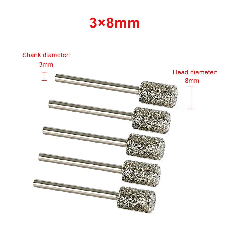 70 Grit 3mmx8mm Cylinder Diamond Grinding Bit for Dremel