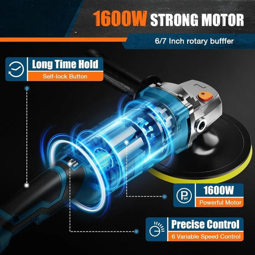 1600W Rotary Buffer Polisher, 7-Inch Variable Speed 1000-3500RPM